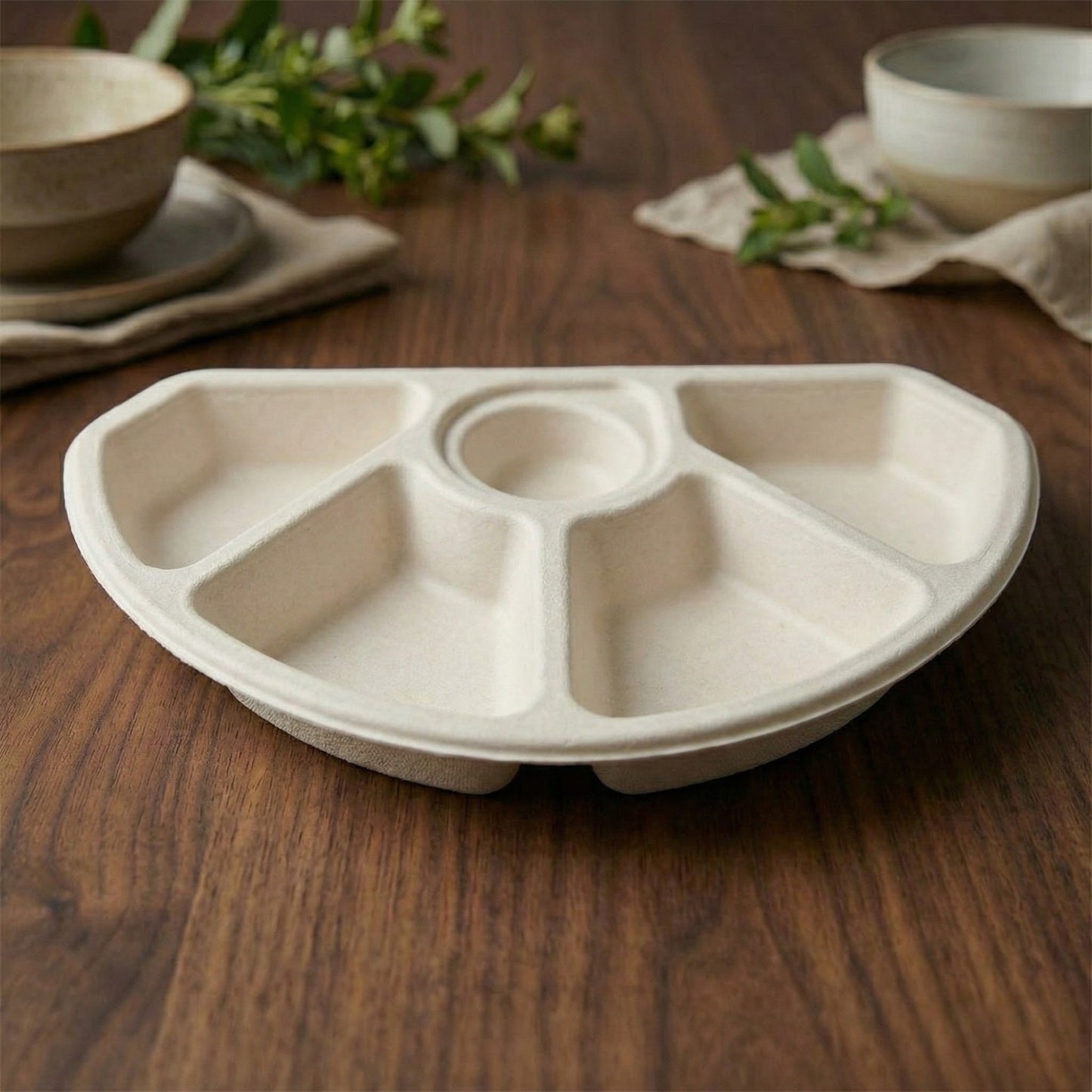 Alternuts 5 compartment Disposable Half Plate (9 inch)