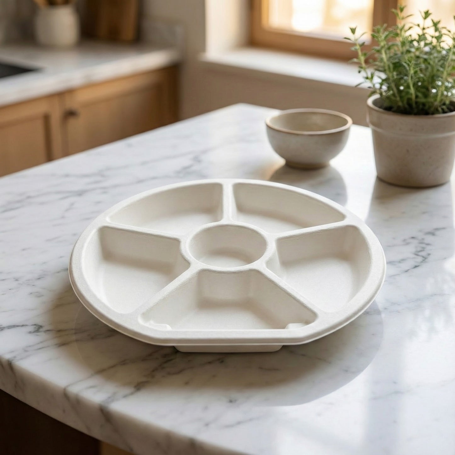 Alternuts 6 compartment Small Disposable Plate (9 inch)