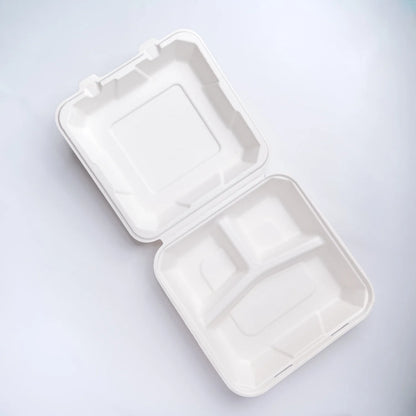 Alternuts Takeaway Disposable Clamshell 8 x 8, 3 Compartment