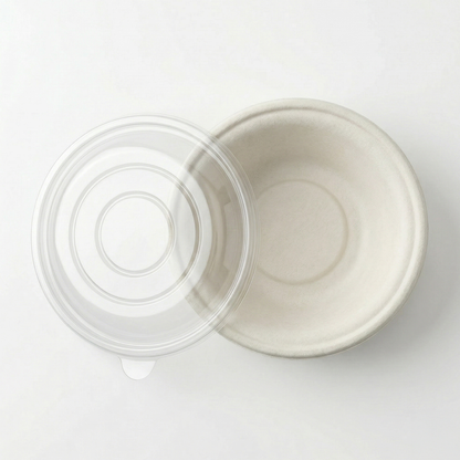 Alternuts Pulp Moulded Disposable 1000 ml Round Takeaway Bowl with PET Lid ( Pack of 50 )