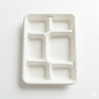 Pack of 500 - 6CP Meal Tray (23.2 in. X 30.5 in.) - 100% Plastic FREE Sugarcane Disposable Tableware by "Alternuts - Healthy Alternatives"