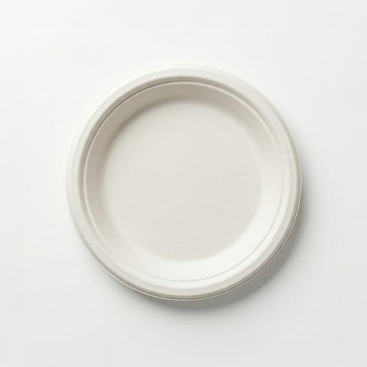 Pack of 800 - 6" Round Plain Plate - 100% Plastic FREE Sugarcane Disposable Tableware by "Alternuts - Healthy Alternatives"