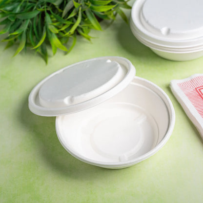 Alternuts Round Takeaway Disposable Food Container with Lid - 500 ml.