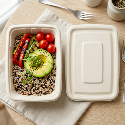 Alternuts Rectangular Takeaway Disposable Food Container with Lid - 750 ml. ( Pack of 50 )