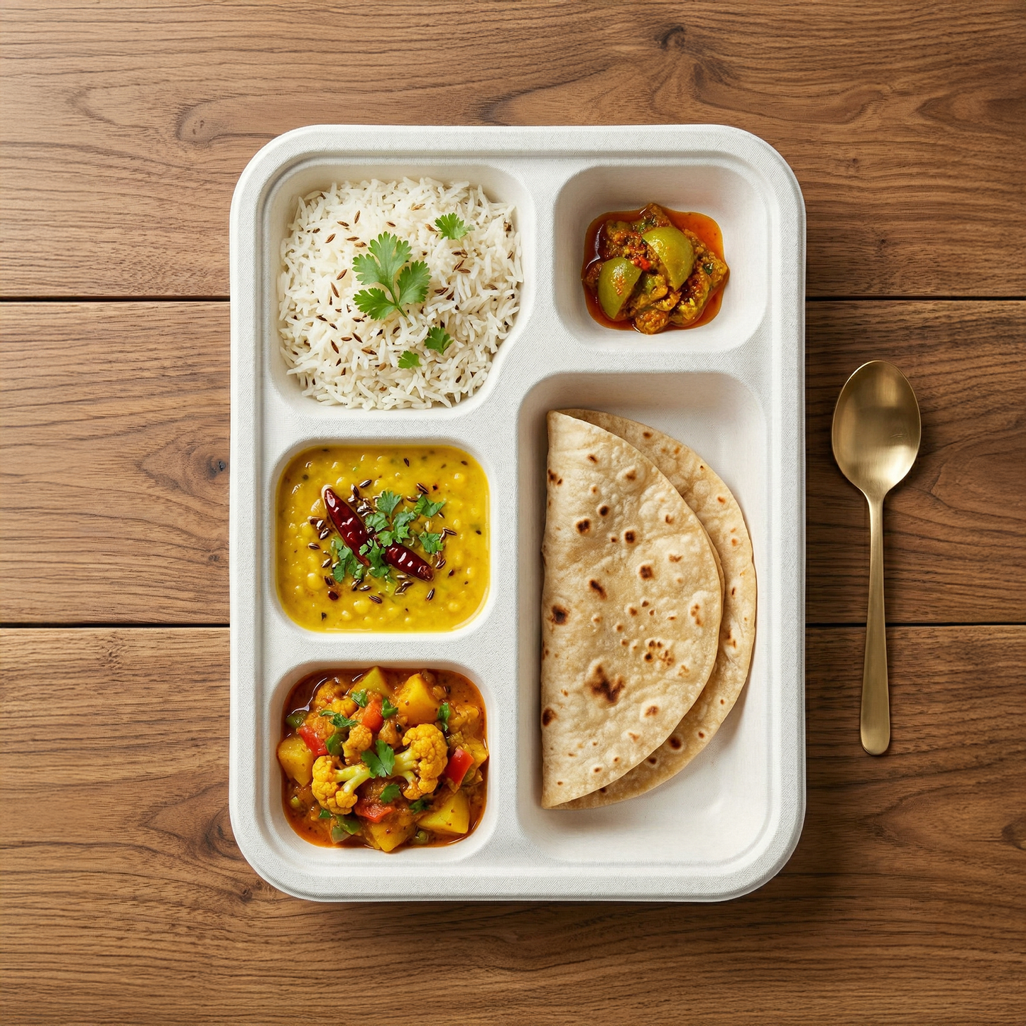 Alternuts Pulp Moulded Disposable 5CP Meal Tray ( Pack of 50 ) ( 21.5 in. X 28 in.)