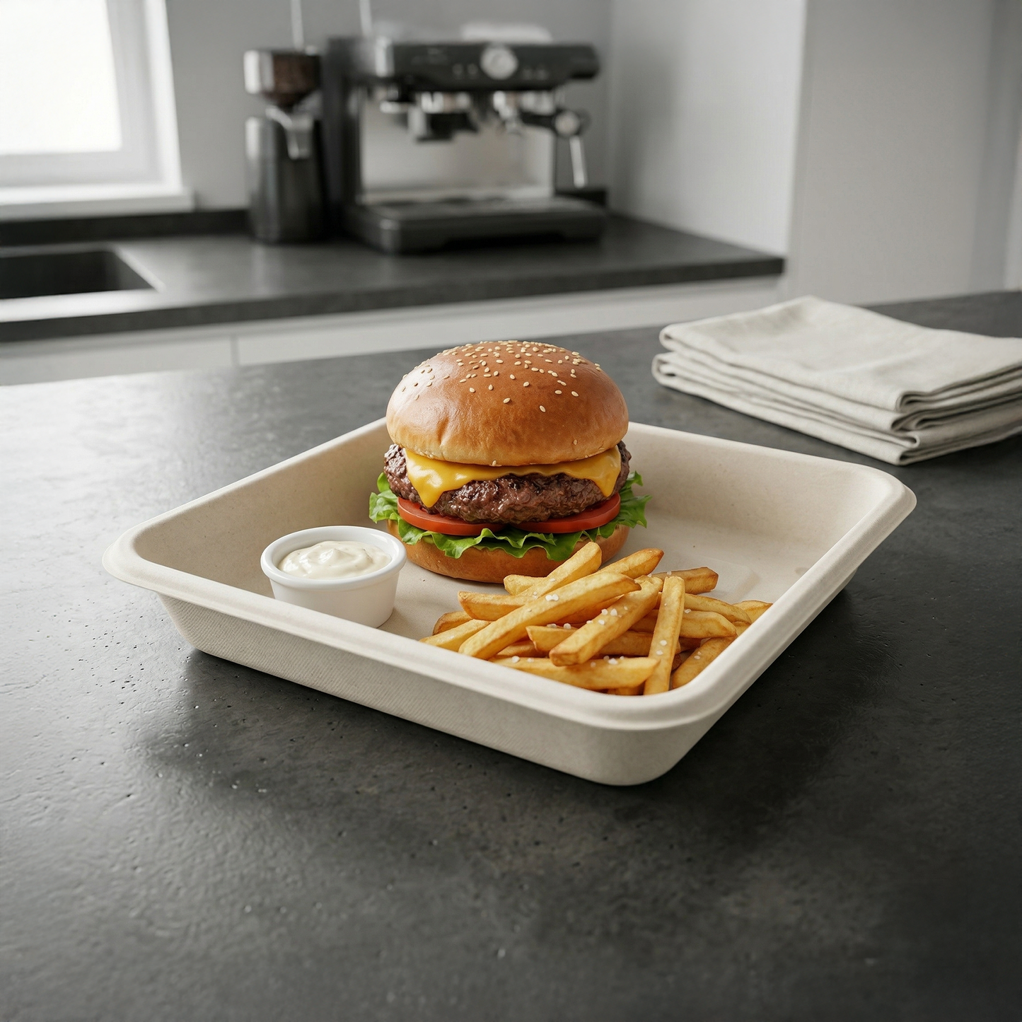 Alternuts Pulp Moulded Disposable 5 inch Square Serving Tray ( Pack of 200 )