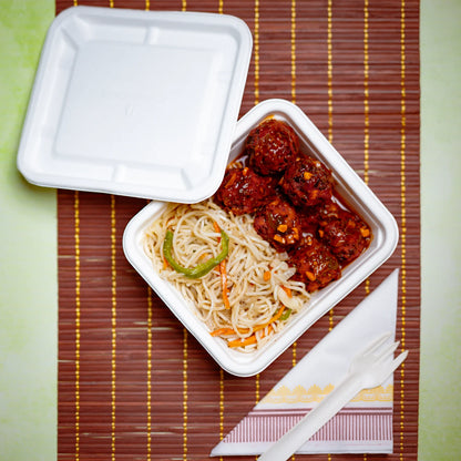 Alternuts Rectangular Takeaway Disposable Food Container with Lid - 750 ml.