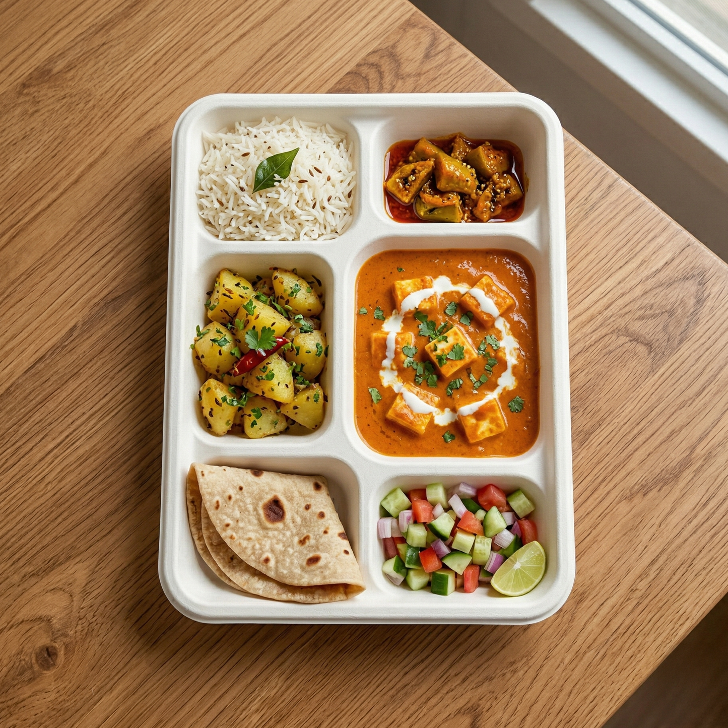 Pack of 500 - 6CP Meal Tray (23.2 in. X 30.5 in.) - 100% Plastic FREE Sugarcane Disposable Tableware by "Alternuts - Healthy Alternatives"