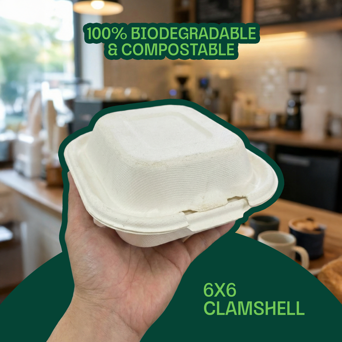 Alternuts Takeaway Disposable Clamshell 6 x 6 Burger Box ( Pack of 50 )