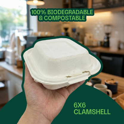 Alternuts Takeaway Disposable Clamshell 6 x 6 Burger Box ( Pack of 50 )