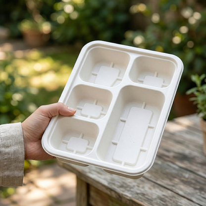 Alternuts Pulp Moulded Disposable 5CP Meal Tray ( Pack of 50 ) ( 21.5 in. X 28 in.)