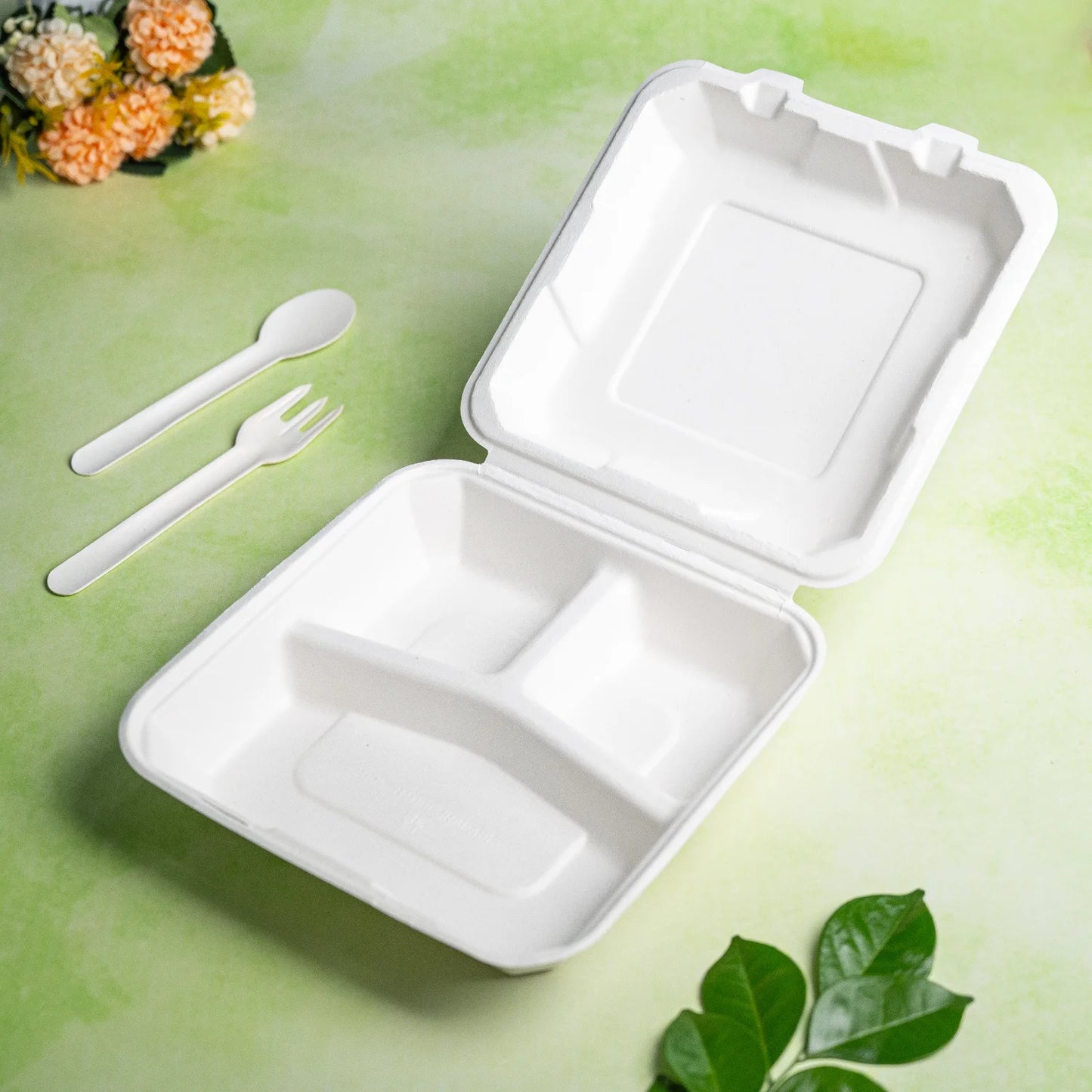 Alternuts Takeaway Disposable Clamshell 8 x 8, 3 Compartment