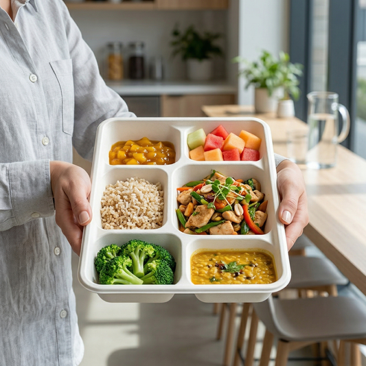 Alternuts Pulp Moulded Disposable 6CP Meal Tray ( Pack of 50 ) ( 23.2 in. X 30.5 in.)