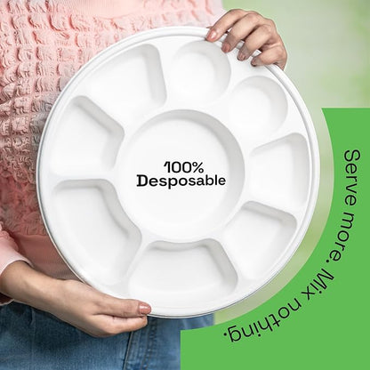 Alternuts 9 compartment Disposable Plate (13 inch)