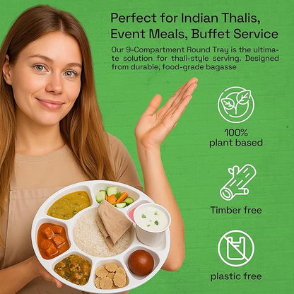 Alternuts 9 compartment Disposable Plate (13 inch)