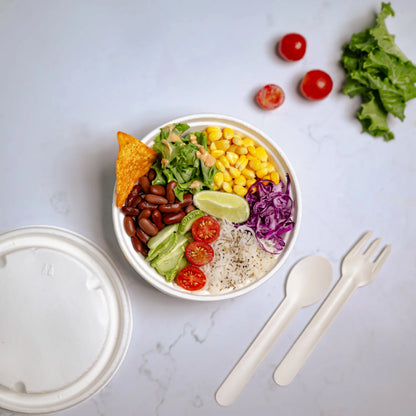 Alternuts Round Takeaway Disposable Food Container with Lid - 500 ml.