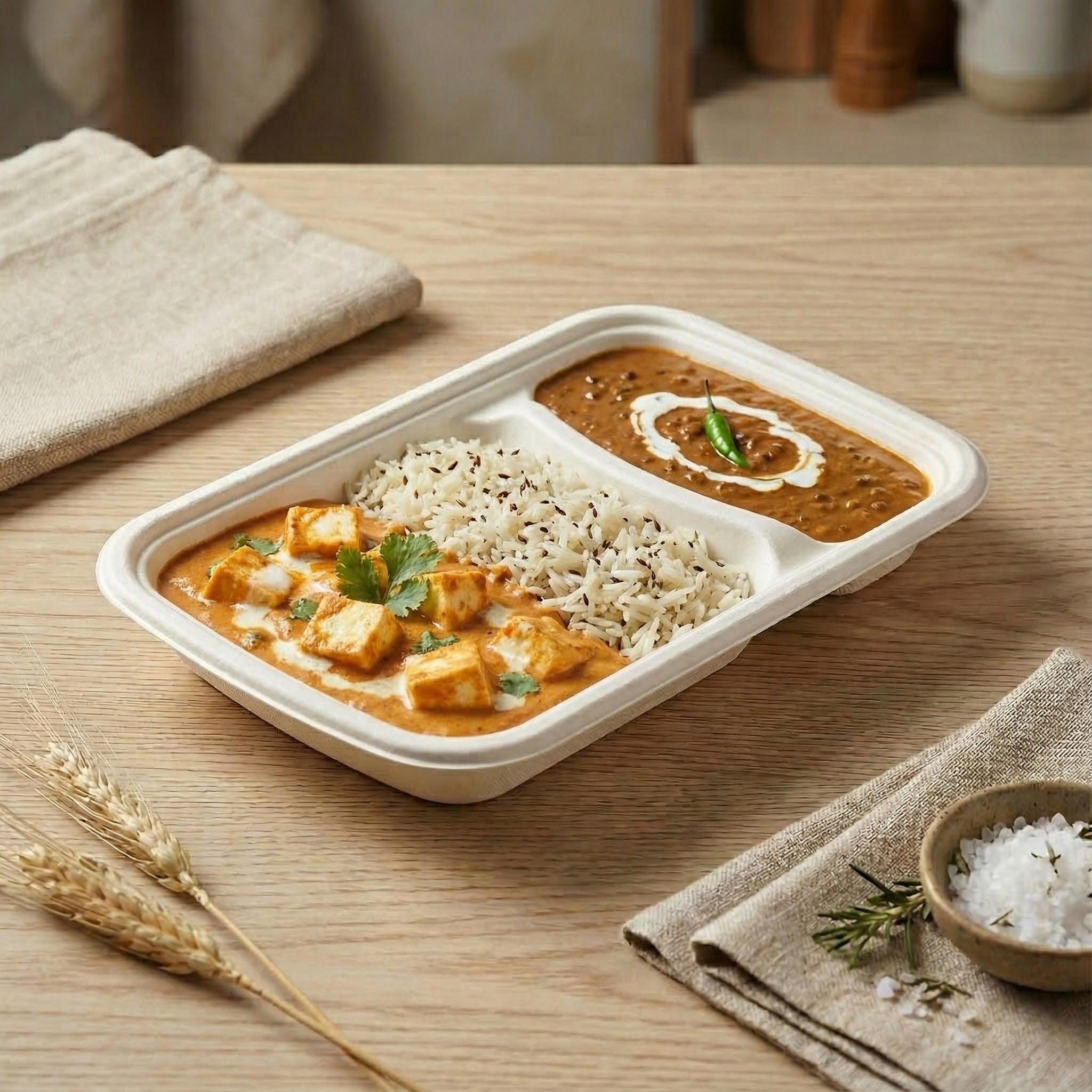 Alternuts 2 Compartment Disposable Plate (8 inch x 5 inch)