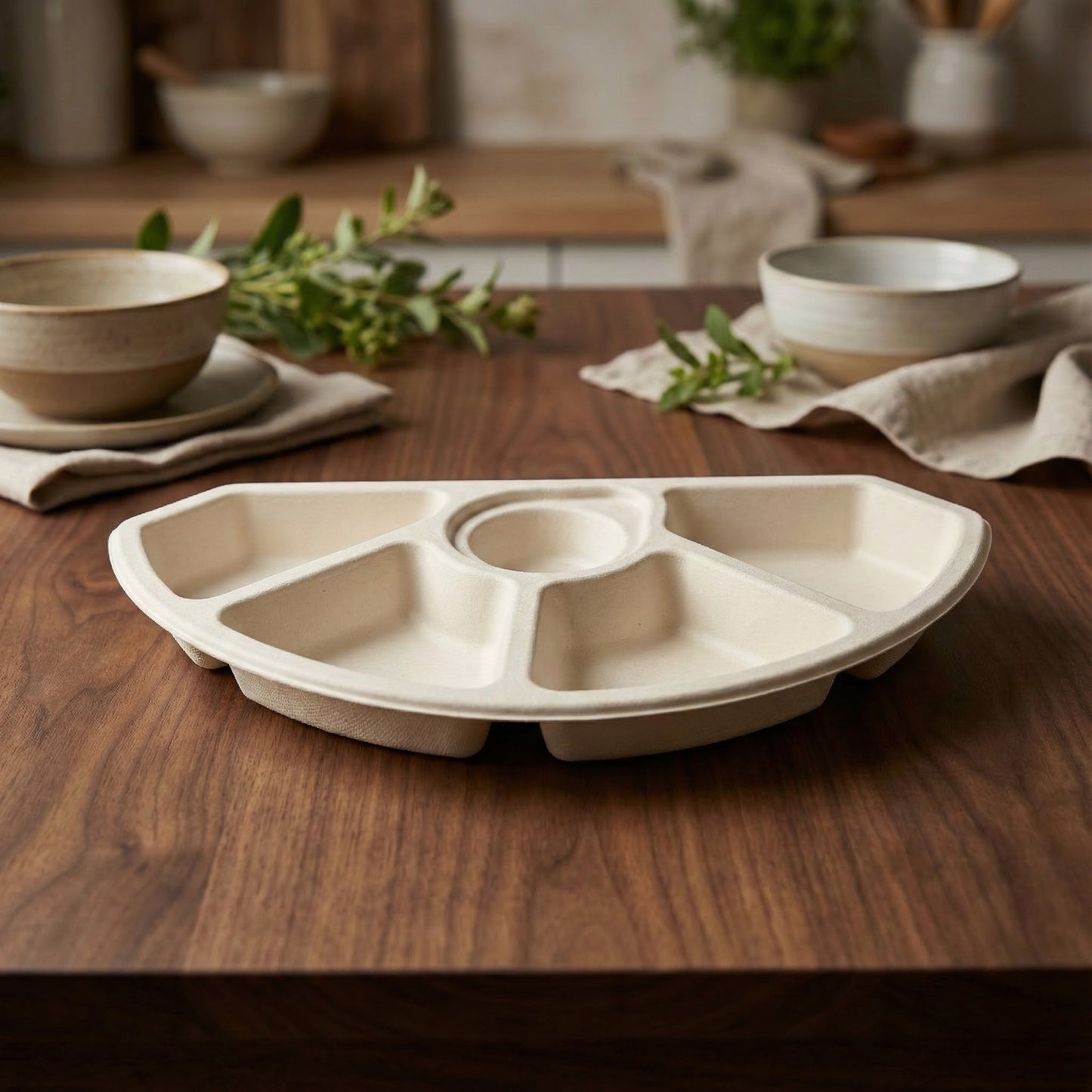 Alternuts 5 compartment Disposable Half Plate (9 inch)