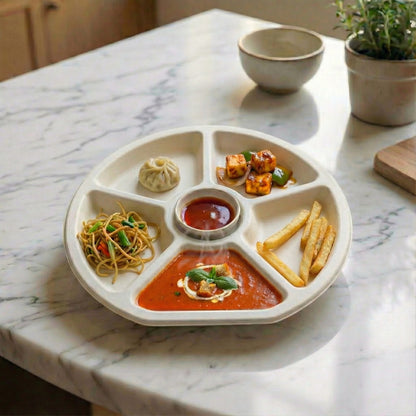 Alternuts 6 compartment Small Disposable Plate (9 inch)