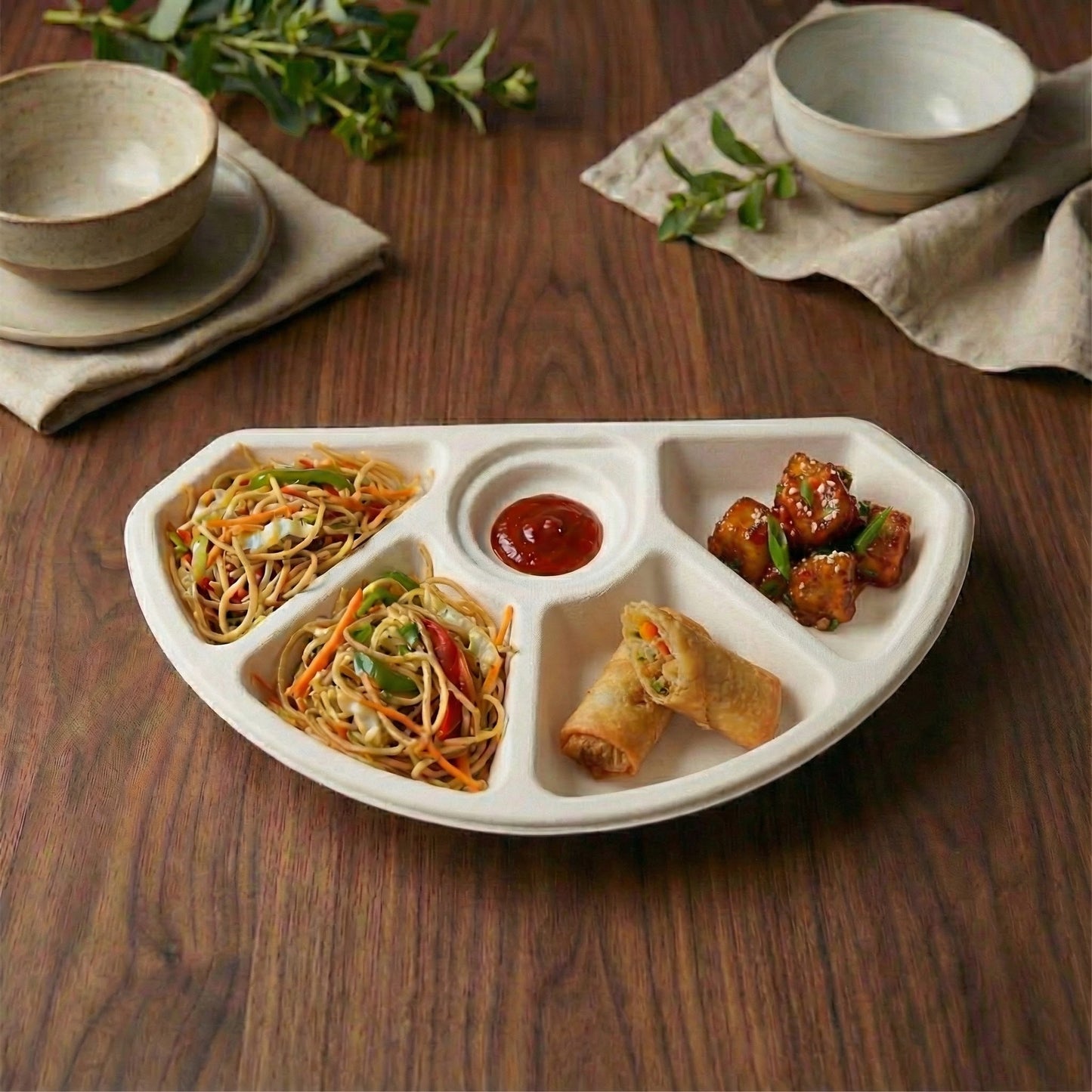 Alternuts 5 compartment Disposable Half Plate (9 inch)