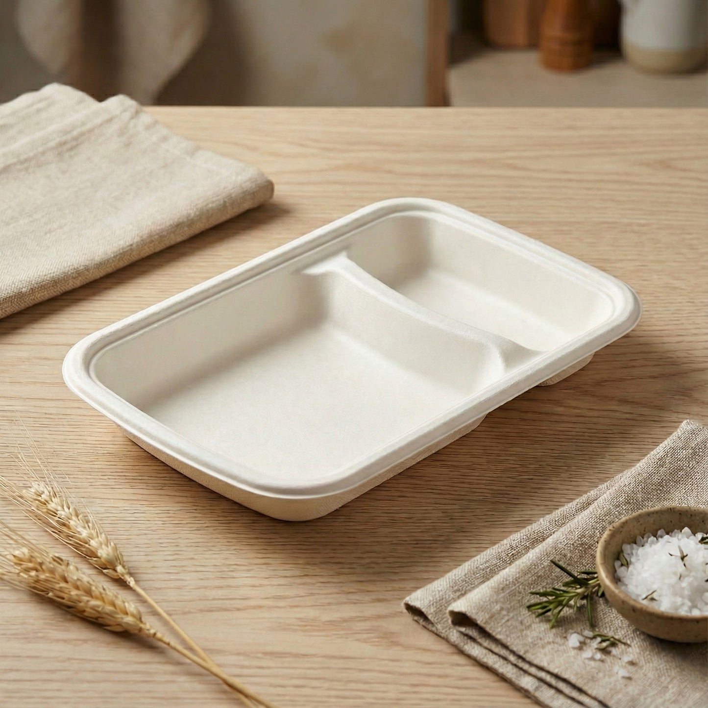 Alternuts 2 Compartment Disposable Plate (8 inch x 5 inch)